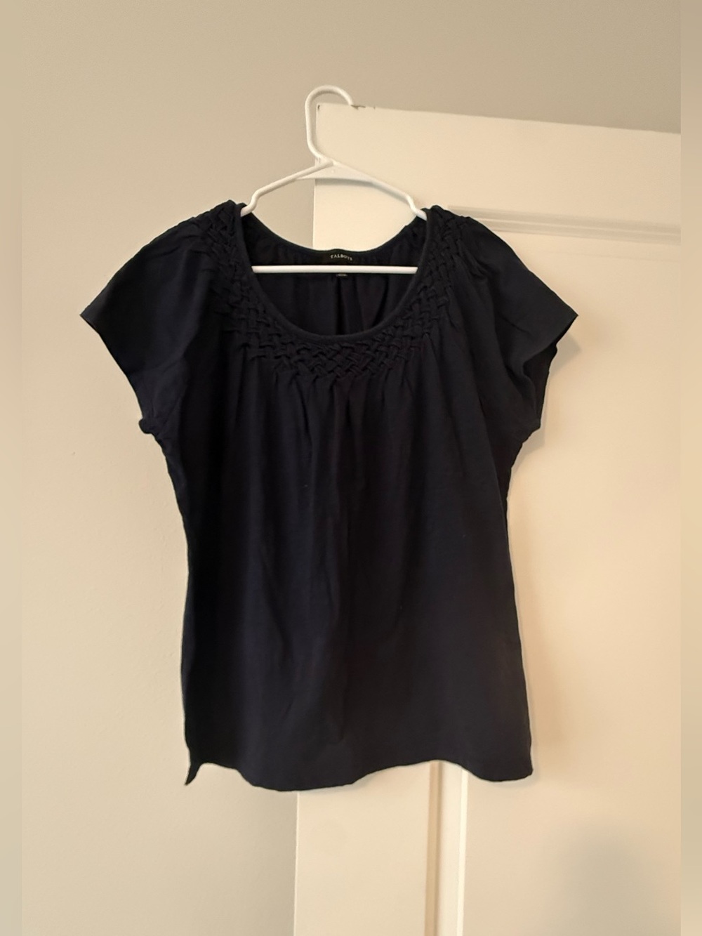 Talbots Black Short-Sleeve Scoop Neck Blouse - Picture 2 of 5